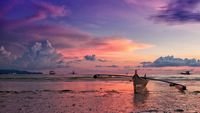 pic for Pink-Sunset And Boat At Beach In Philippines 